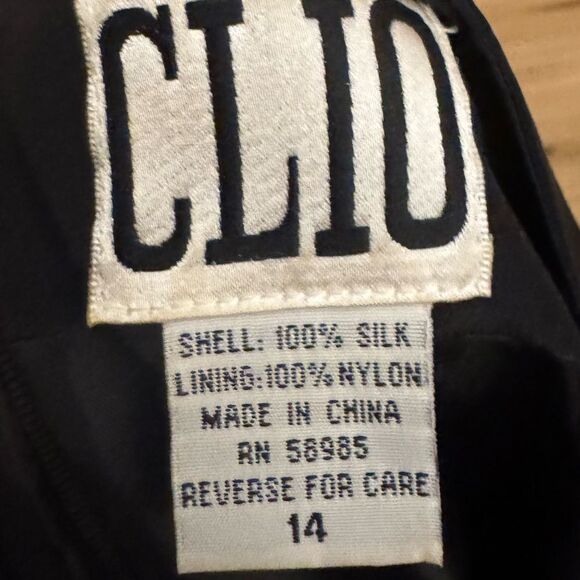 Vintage Y2K Clio Sz Large Red Black Silk Mandarin Asian Jacket Flapper Dress Set - Picture 14 of 15